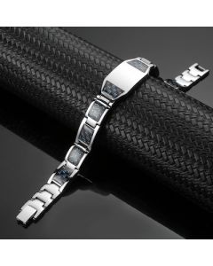 Blue Carbon Fiber I.D. Stainless Steel Bracelet