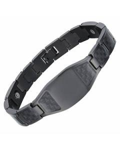 Black Carbon Fiber I.D. Black Steel Bracelet