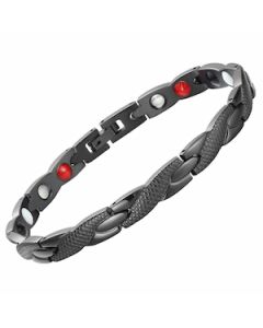 Croco Grain Braided Style Black Stainless Steel Bracelet