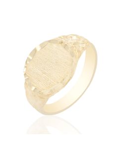 Baby Oval Signet Ring Textured Shoulders