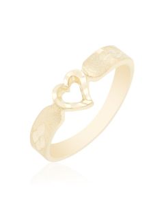 Baby Ring Outline Heart Brushed & Diamond Cut Shoulders 