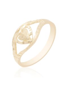 Baby Heart Ring Brushed & Diamond Cuts