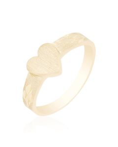 Baby Heart Ring Brushed with Diamond Cuts