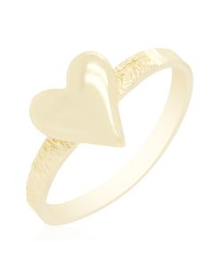 Baby Heart Ring High Polish with Textured & Diamond Cut Shoulders
