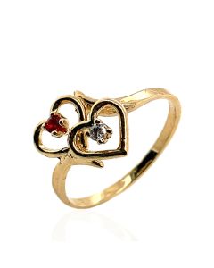 Children's Double Curve Heart & Stone Ring
