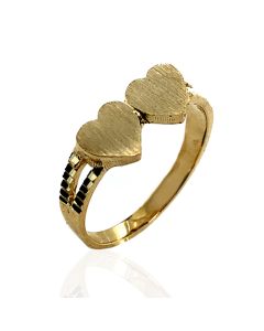 Children's Twin Heart Ring with Diamond Cut Shoulders