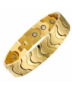 Wave Style Yellow Plated Stainless Steel Bracelet