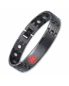 Medical Awareness I.D. Black Steel Bracelet