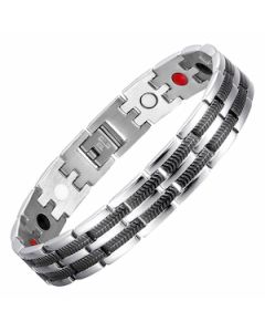 Tire Pattern Steel & Black Titanium Bracelet