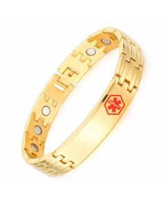 Medical Awareness I.D. Yellow Plated Stainless Steel Bracelet