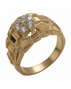 10K Yellow Gold Cubic Zirconia Nugget Ring