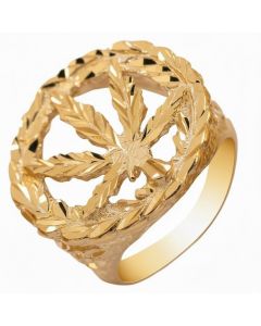 10K Yellow Gold Cannabis Leaf Ring