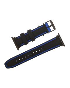 42/44mm Apple Connector Black Silicone Watch Band with Blue Border
