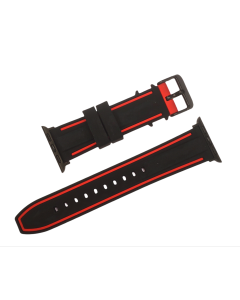 42/44mm Apple Connector Black Silicone Watch Band with Red Border