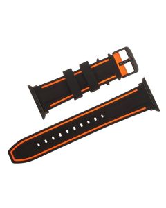 42/44mm Apple Connector Black Silicone Watch Band with Orange Border