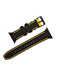 38/40mm Apple Connector Black Silicone Watch Band with Yellow Border