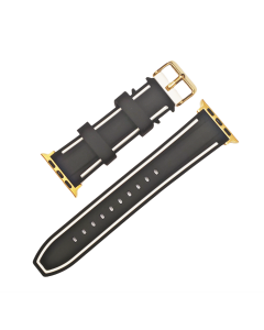 38/40mm Apple Connector Black Silicone Watch Band with White Border