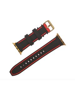 38/40mm Apple Connector Black Silicone Watch Band with Red Border