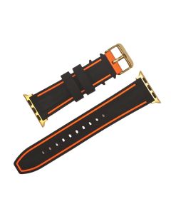 42/44mm Apple Connector Black Silicone Watch Band with Orange Border