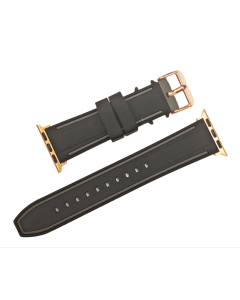42/44mm Apple Connector Black Silicone Watch Band with Grey Border