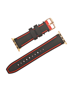 42/44mm Apple Connector Black Silicone Watch Band with Red Border