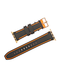 38/40mm Apple Connector Black Silicone Watch Band with Orange Border