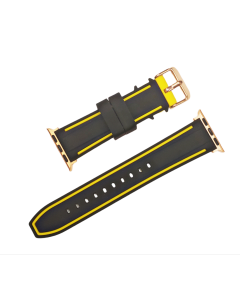 42/44mm Apple Connector Black Silicone Watch Band with Yellow Border