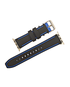 38/40mm Apple Connector Black Silicone Watch Band with Blue Border