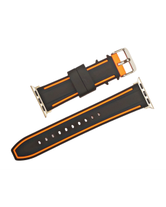 38/40mm Apple Connector Black Silicone Watch Band with Orange Border