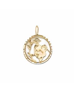 10K Yellow Gold Bear's Head in a Circle Pendant