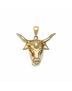 10K Yellow Gold Longhorn Steer Bull's Head Pendant