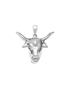 Silver Longhorn Steer Bull's Head Pendant