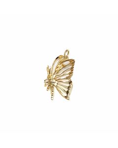 10K Yellow Gold Closed Filigree Wings Butterfly Pendant