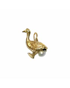 10K Yellow Gold 3D Canadian Goose Pearl Charm