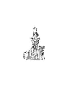 Silver Cat and Kitten Charm