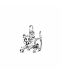 Silver Playful Cat Charm