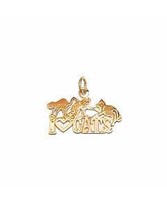 10K Yellow Gold I Love Cats Charm