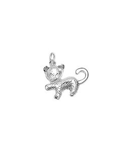 Silver Timid Cat Charm