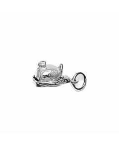 Silver 3D Chicken Pearl Charm