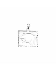 Silver Cougar's Face in a Square Pendant