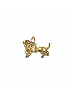 10K Yellow Gold Tiny 3D Dachshund Dog Charm