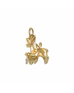 10K Yellow Gold 3D Doe & Fawn Charm