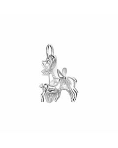 Silver 3D Doe & Fawn Charm