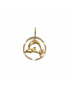 10K Yellow Gold Dolphins in a Circle Pendant