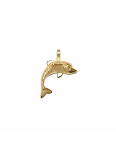 10K Yellow Gold Dolphin Brushed Pendant