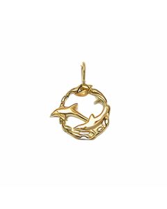 10K Yellow Gold Dolphins Swimming in a Circle Pendant