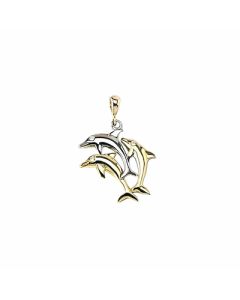 10K Two Tone Dolphins Jumping in the Air Charm