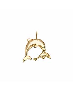 10K Yellow Gold Dolphin and Baby Pendant