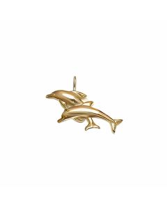 10K Yellow Gold Dolphins Swimming Pendant