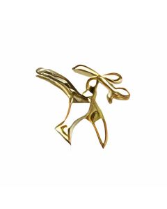 10K Yellow Gold 3D Dove with Branch Charm